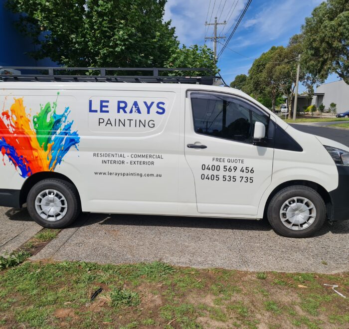 Toyota HiAce van with custom fleet branding and vehicle graphics for Le Rays Painting in Doncaster